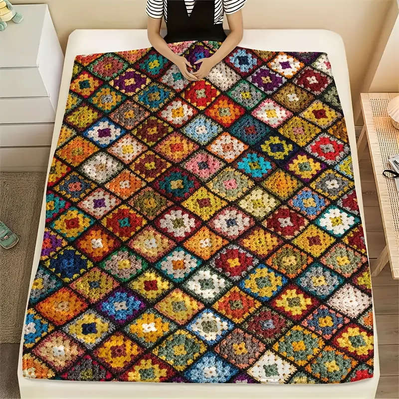 1 Bohemian Floral Print Flannel Blanket 130*150CM