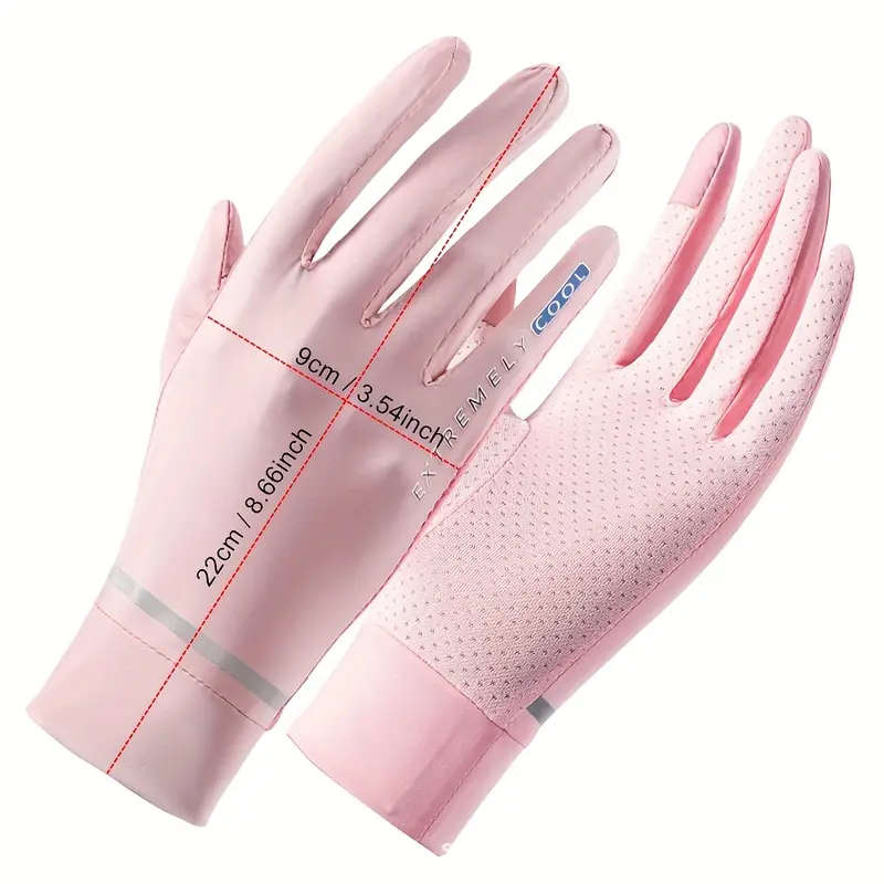 1 Pair Womens Summer Ice Gloves Breathable Stretchy Touchscreen Compatible Sun Protection