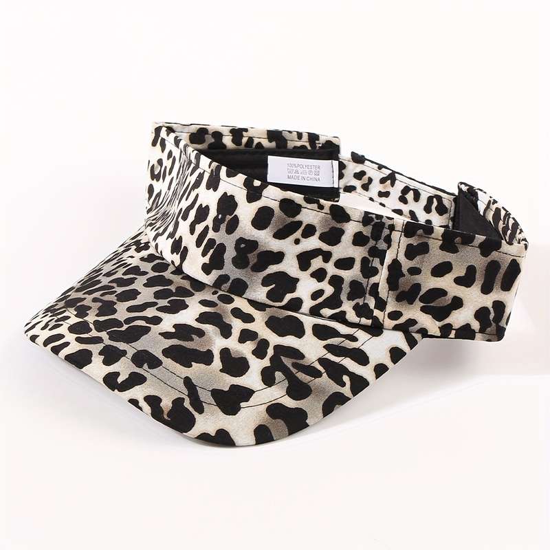 1pc Unisex Leopard Print Sun Visor Hat Adjustable Baseball Cap Empty Top Golf Tennis Visors For Out