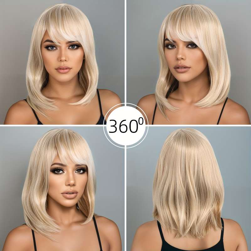 1Pc Light Goldena 40.64cm Fashion Design Wig