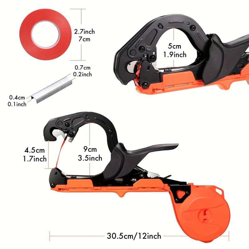 1 Set Orange Plant Tying Machine For Grapes With 10 Rolls Tapes 10000Pcs Staples