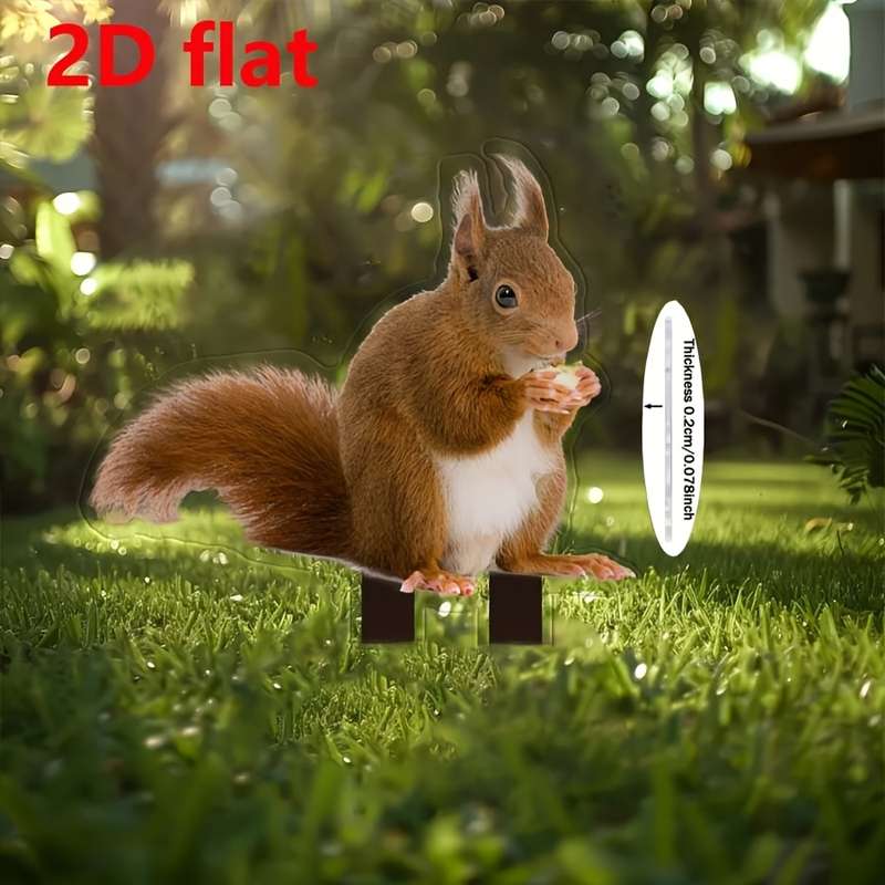 1pc 2D Flat  Bohemian Style Cute Squirrel Acrylic Garden Sign Outdoor Weatherproof  Art Sign An