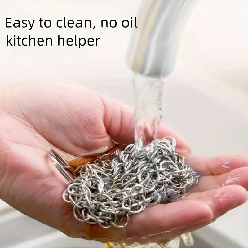 2-Pack 316 Stainless Steel Kitchen Scrubbers Reusable Heavy-Duty Metal Scouring Pads for Ski