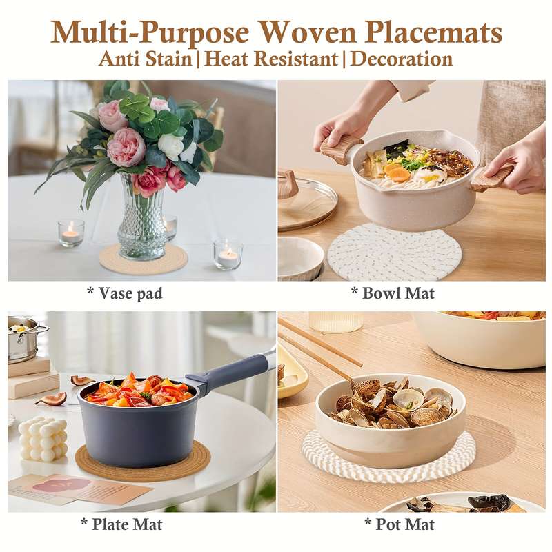 4pcs 17.78cm Heat Insulation Mat Set Durable Kitchen Hot Pad and Pot Mat Protect Countertops