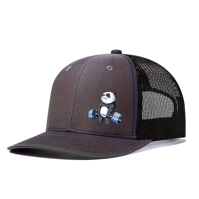 1pc Panda-Themed Breathable Polyester Baseball Cap Adjustable Snapback with Knitted Craftsmanship
