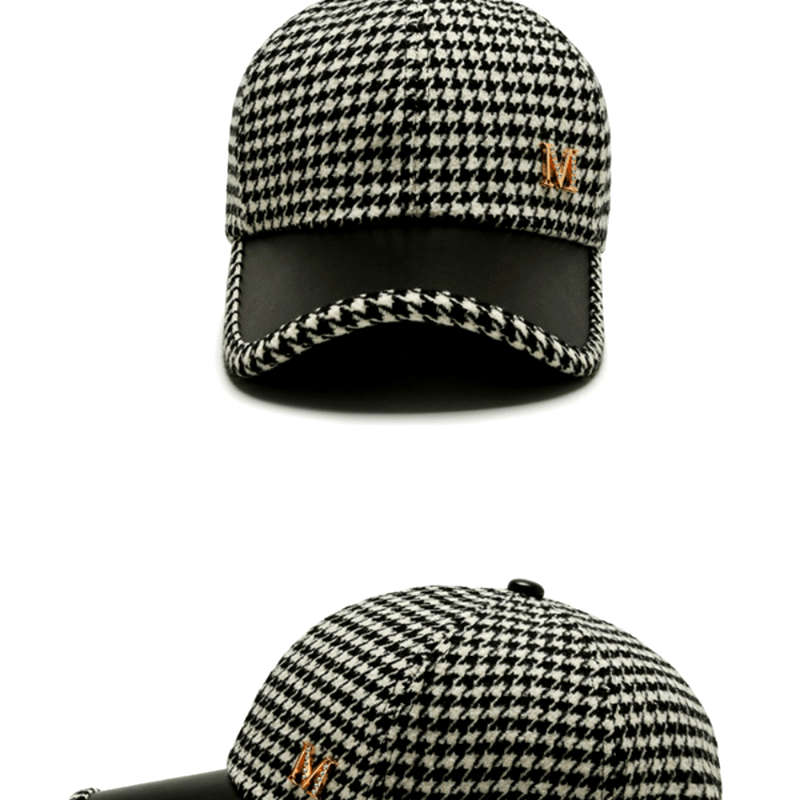 1pc Houndstooth Baseball Cap for Women Lightweight Fitted Sports Hat with Buckle Closure Dry Clea