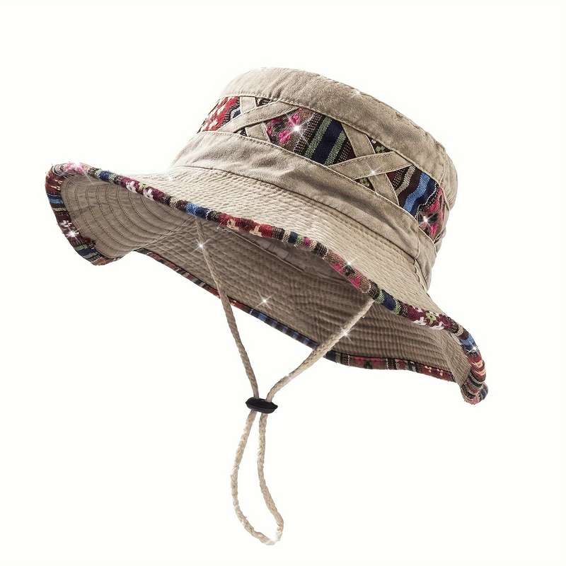 1pc Women's Denim Hiking Hat Vintage Style Outdoor Mountaineering Cap with Adjustable Drawstring