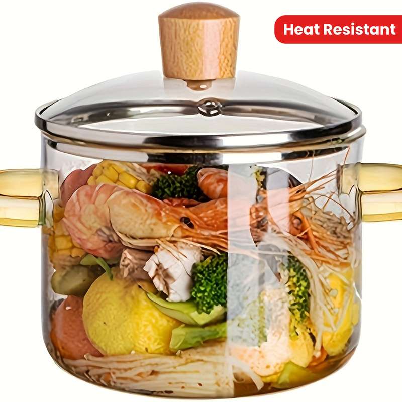 1pc Heat Resistant 54oz Borosilicate Glass Cooker
