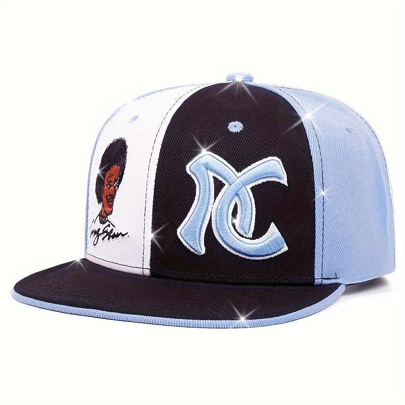 1pc Horror Face Embroidery Baseball Cap Black Red Color Block Hip Hop Snapback Hat Casual Adjusta