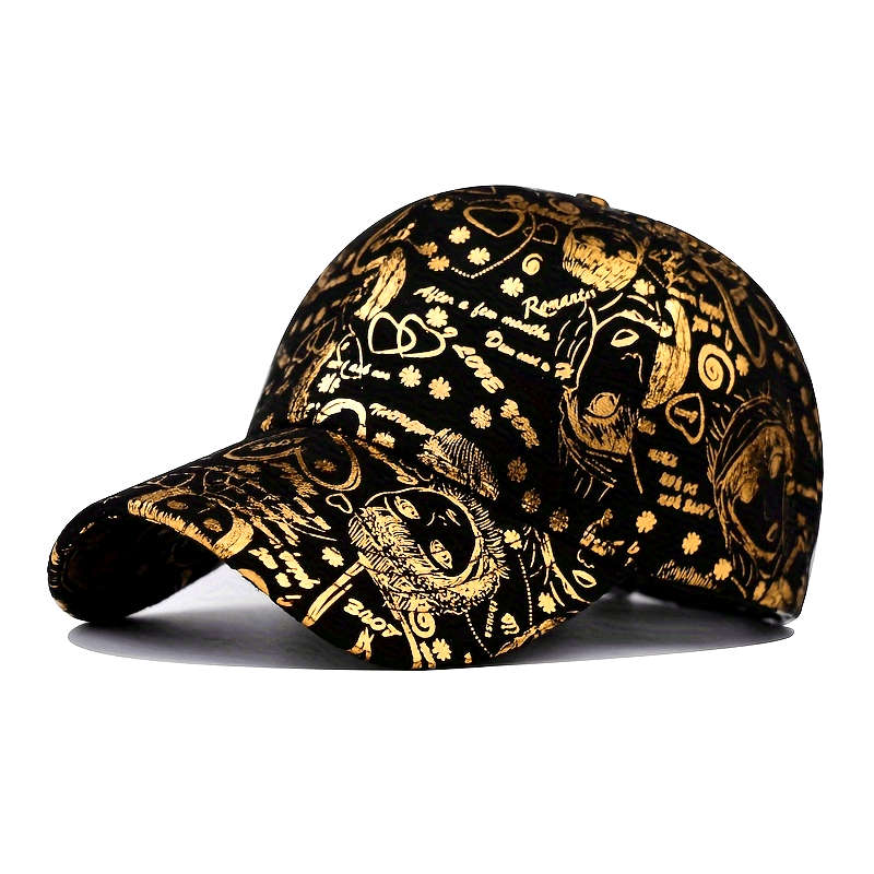 1pc New Graffiti Baseball Caps Golden Stamping Outdoor Hip-hop Joker Cap Street Cool Baseball Hats
