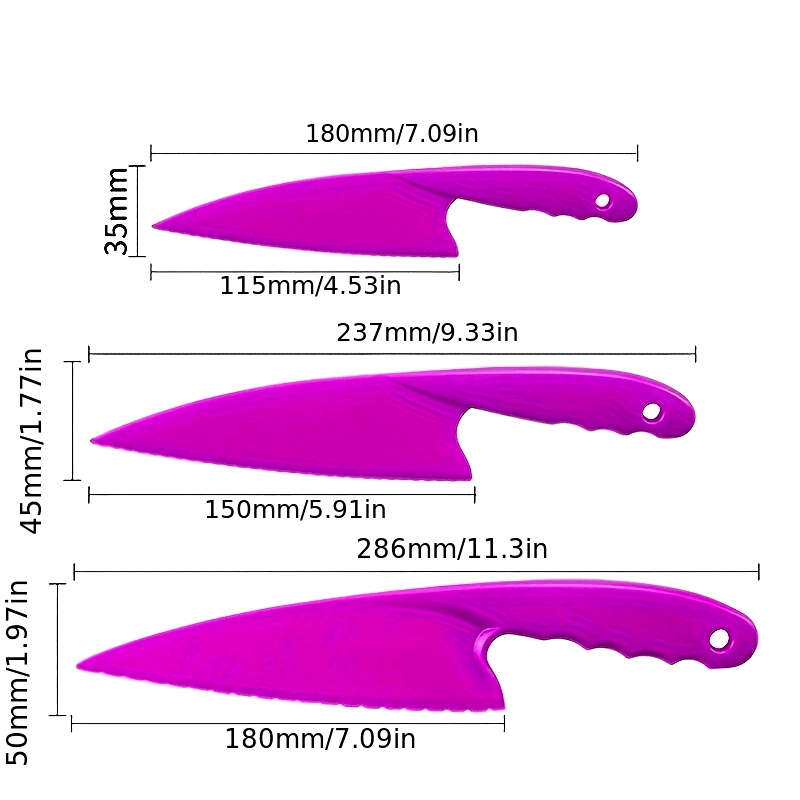 3pcs Kitchen Multi-Purpose Tools Plastic Serrated Edge Cake Knife Cheese Dessert Knife Brea