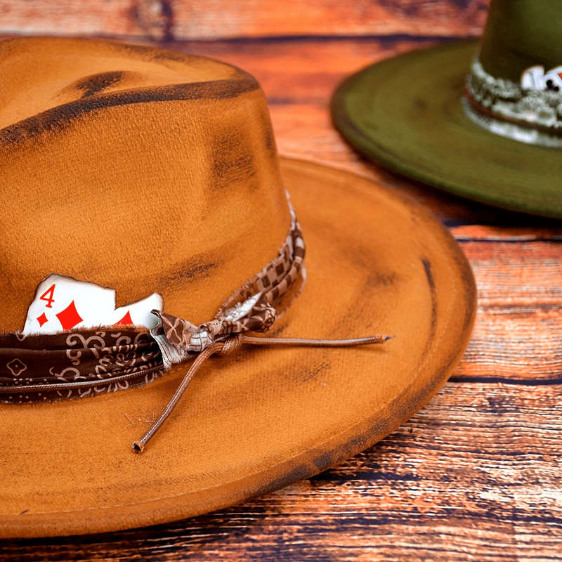 1pc 1 Top Random Poker Card Pure Handmade Imitation Burnt Decor Autumn and Winter Hat