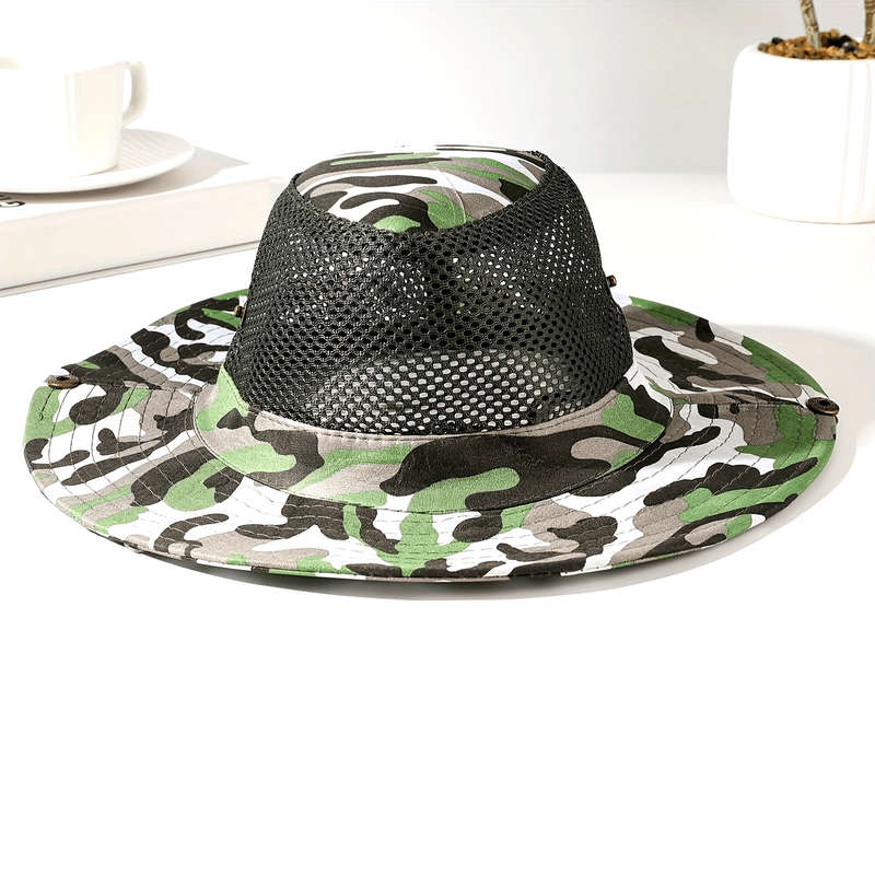 1pc Casual Mountaineering Hat for Men with Large Brim Outdoor Sun Protection Fishing Fisherman