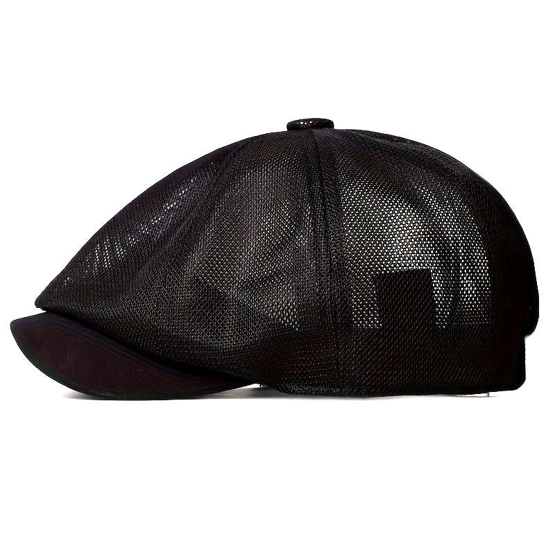 1pc Breathable Mesh Newsboy Cap Summer Casual Outdoor Beret Fashion Solid Color Octagonal Hat fo