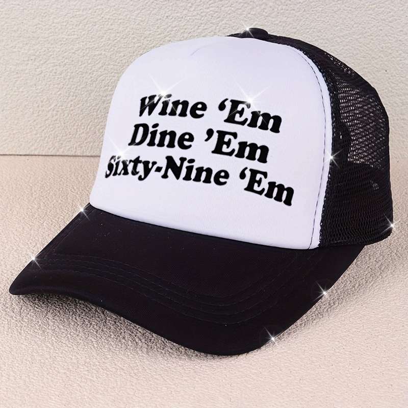 1pc VERG Breathable Mesh Baseball Cap with Letter Print Adjustable Hand-Washable Polyester Truck