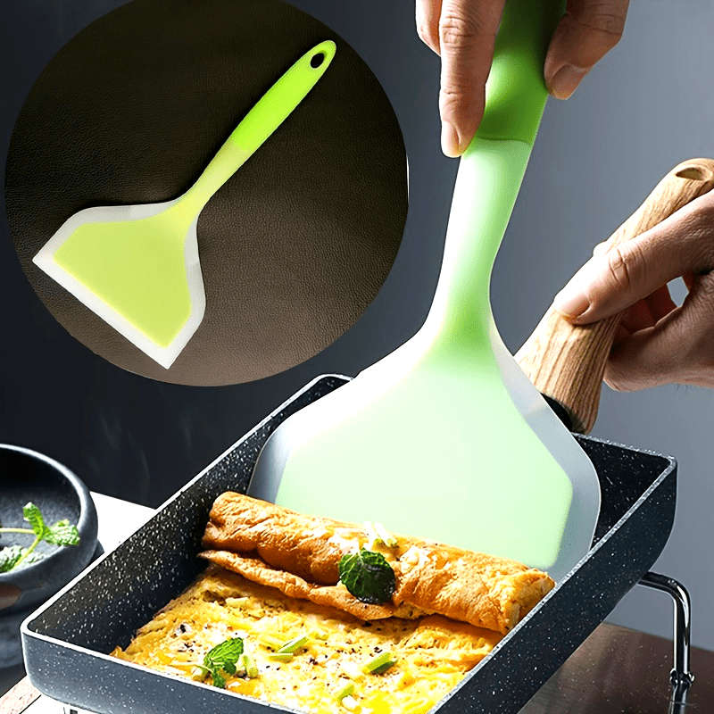 1pc Silicone Spatula for Non-Stick Pans BBQ Grilling Pizza Pancakes Wide Mouthed Flexible H
