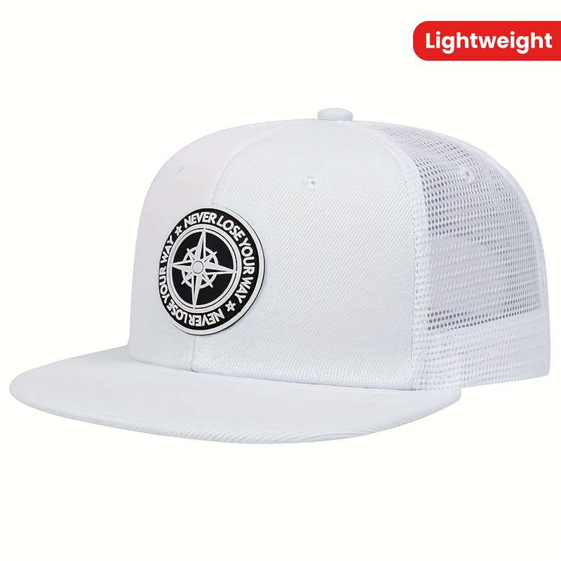 1pc Round Logo Decor Baseball Cap Solid Color Unisex Casual Snapback Hat Adjustable Lightweight Sun