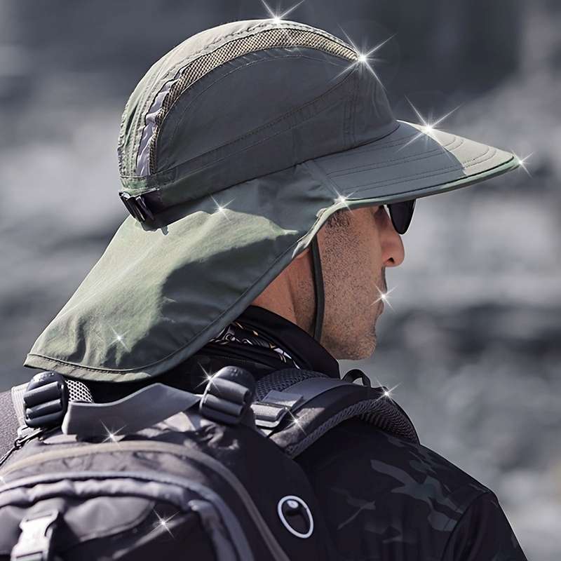 1pc Unisex Sun Protection Hat Summer Hiking Face-Covering Bucket Hat Wide Brim UV Protection Cap