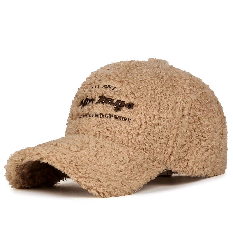 1pc 1 Vintage-Inspired Authentic Vintage Baseball Cap Cozy Beige Fleece 100% Polyester Hand-W