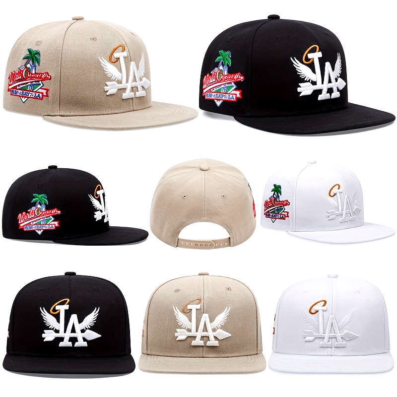 1pc Wings Letter Embroidered Baseball Cap Solid Color Hip Hop Breathable Snapback Hats Lightweight