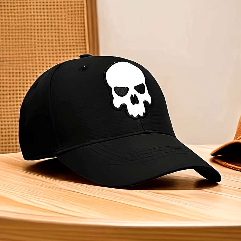 1pc Unisex Golf Baseball Cap 100% Polyester Breathable Adjustable Fit with Embroidered Skull De