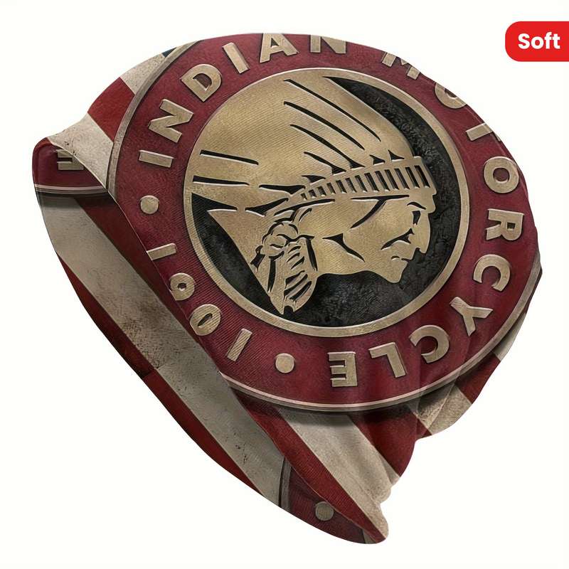 1pc Indian Motorcycle Beanie Hat Soft Thin Bonnet Hats For Men And Women Ideal Choice For Sport