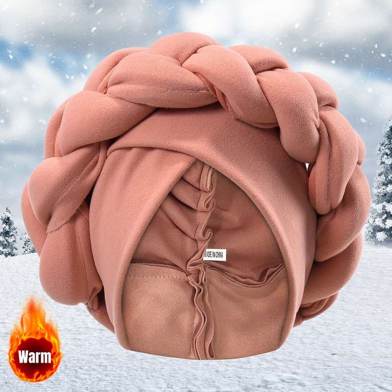 1pc Thick Braided Urban Polyester Fiber Turban Hat Thick Braided Elastic Hand Washable Light