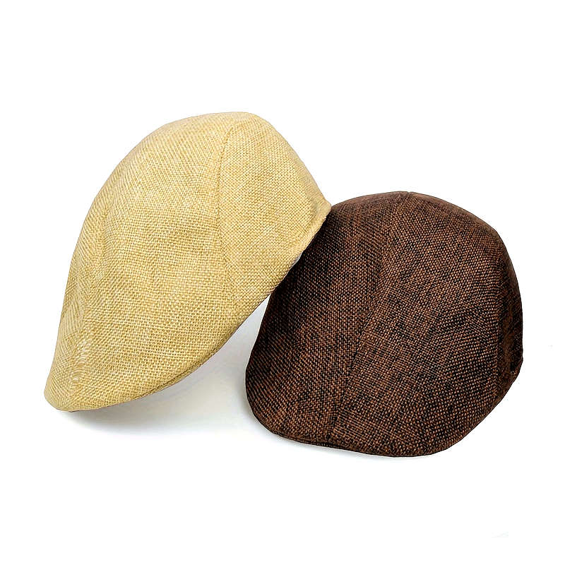 1pc Men's StylishLinen Beret Hat Retro Lightweight Duckbill Cap for Middle-Aged Elderly Brea