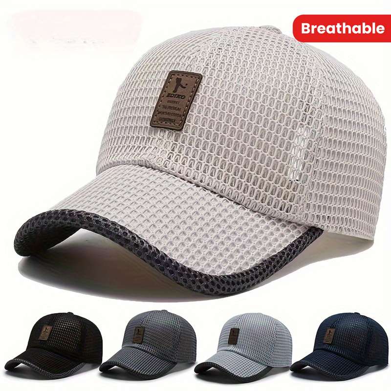 1pc Breathable Mesh EDIKO Breathable Mesh Baseball Cap Unisex Woven Textile Material 80% H