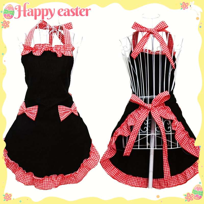 1pc Cute Bow Tie Apron Designed for Cooking Featuring Two Pockets for Small Items Suitable for Ac