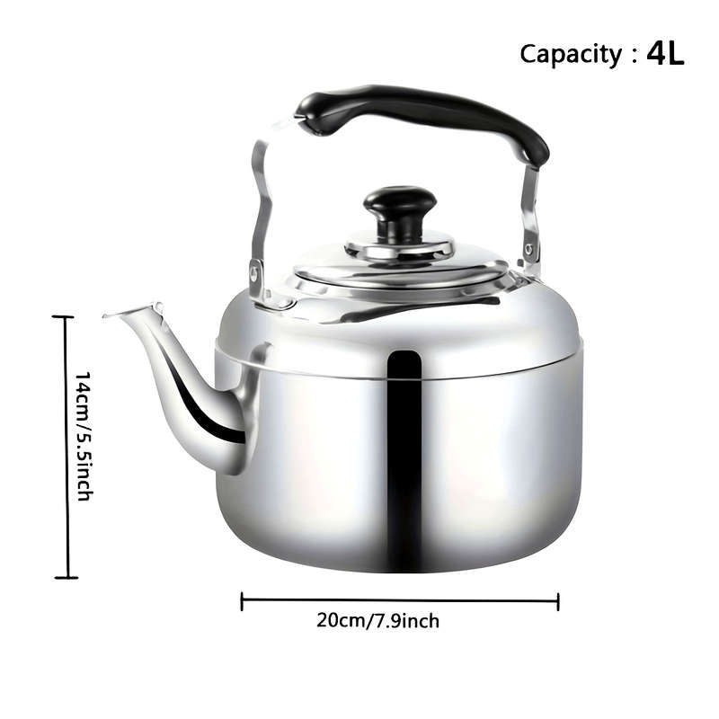 1pc 4L Stainless Steel Large Capacity Teapot Commercial Tea Kettle Tea Pot Induction Cooker