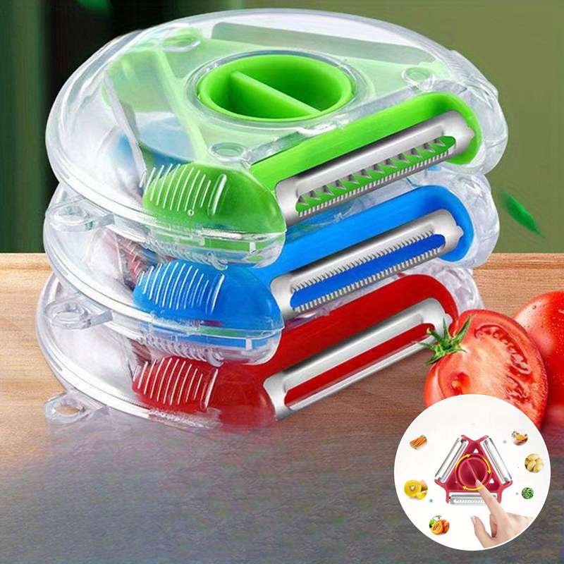 1pc Three-in-One Peeler Kitchen Household Multi-Functional Scraping Potato Grater Chopper Parer Sil