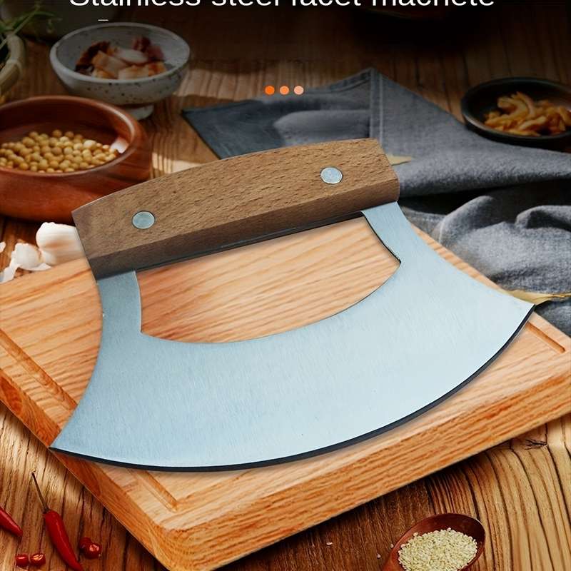1pc Stainless Steel Curved Pizza Cutter Multi-Purpose Kitchen Knife for Cheese Pasta Vegeta