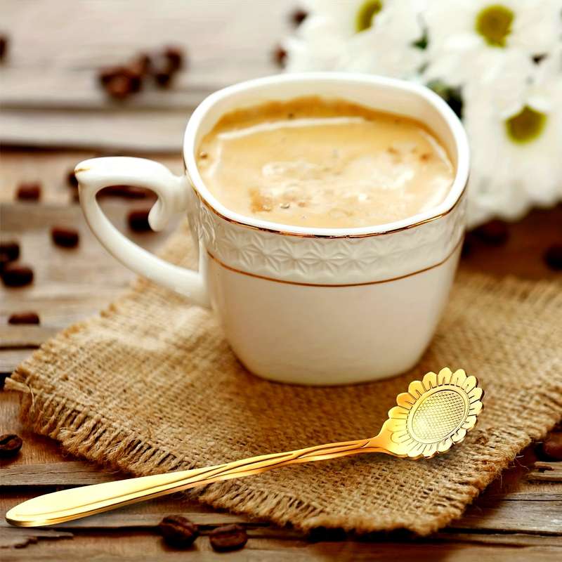 8pcs Flower Spoon Set Stainless Steel Tea Spoon Stirring Spoon Coffee Spoon Mixing Spoon Sugar
