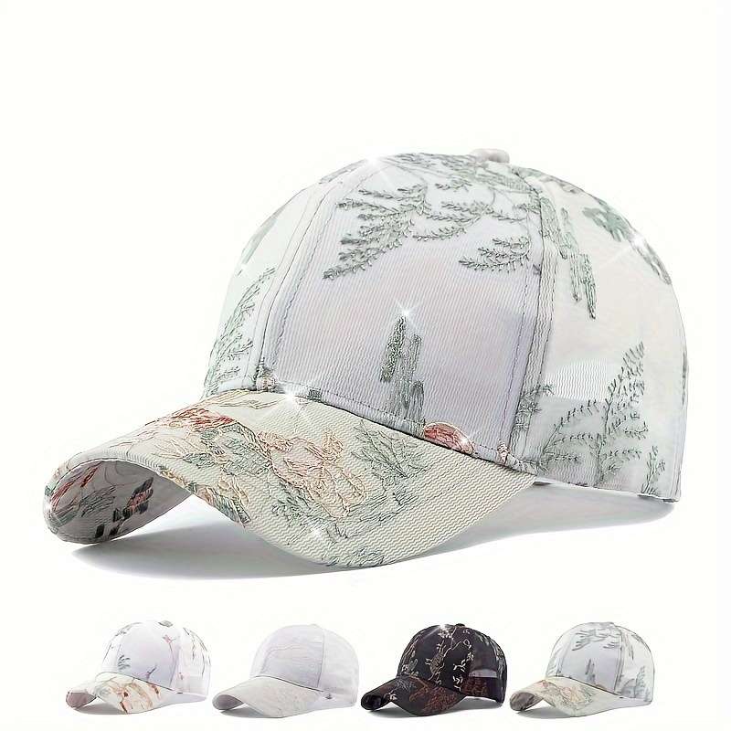 1pc Breathable Mesh Baseball Cap for Women Adjustable Sun-Protective Dad Hat with Classic Embroi