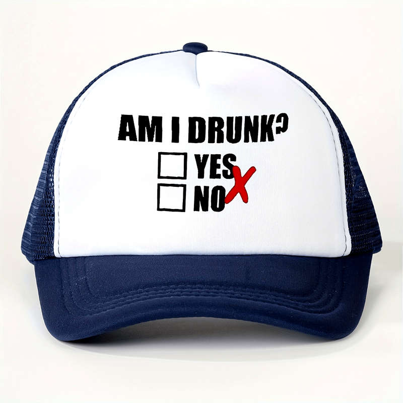 1pc Am I Drunk? Question Checkmark Baseball Cap Unisex Trucker Hat Breathable Adjustable Golf Su