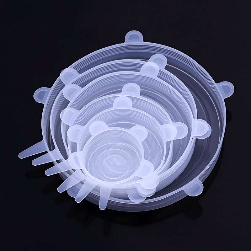 6pcs Silicone Stretch Lids Set Reusable Food Covers for Bowls Plates and Pots Microwave and