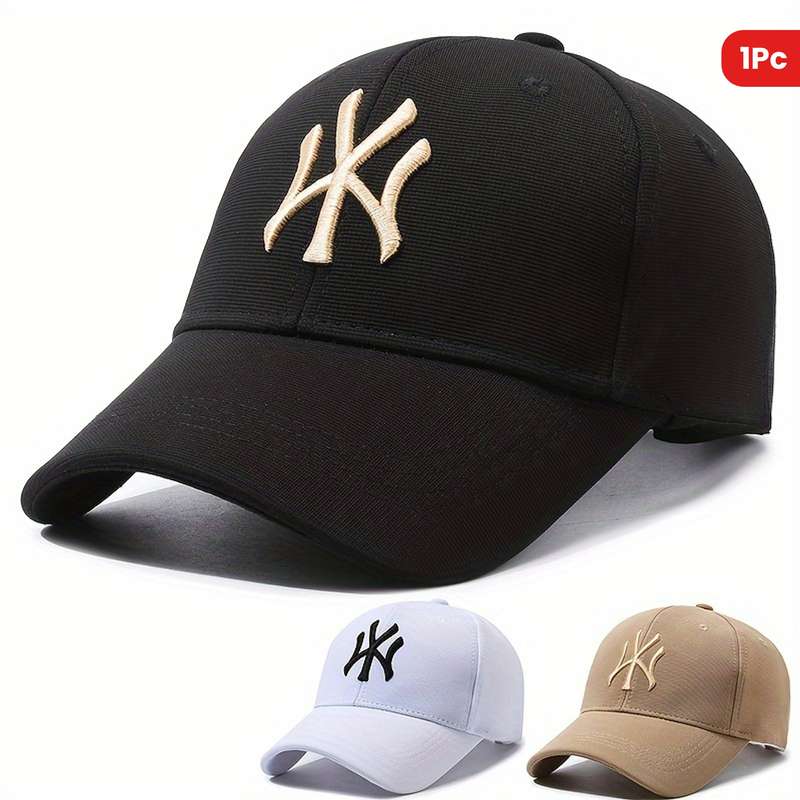 1pc Cotton Baseball Cap with Embroidered Logo Adjustable Sun Protection Hat for All Seasons H