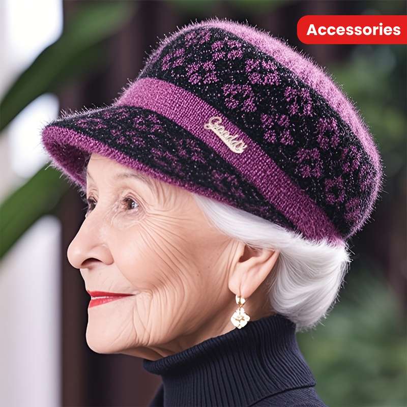 1pc Women'S Fashion Winter Knit Beanie Cap with Earflaps Comfortable Stretch Fleece-Lined Wa