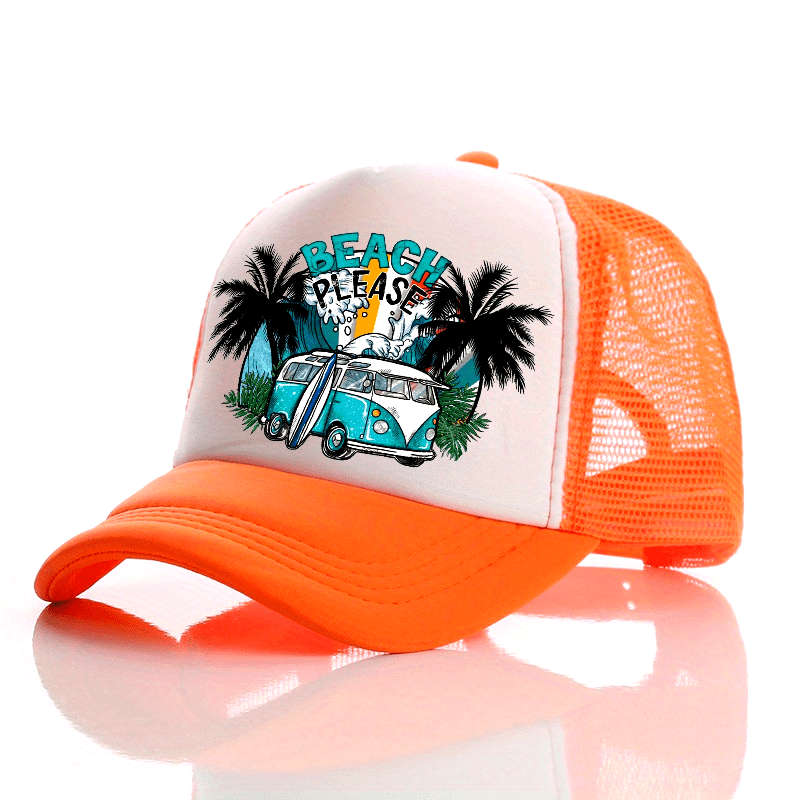 1pc Summer Multicolor Hat Beach Car Print Men's Peaked Cap Street Sunshade Sunscreen Baseball Cap