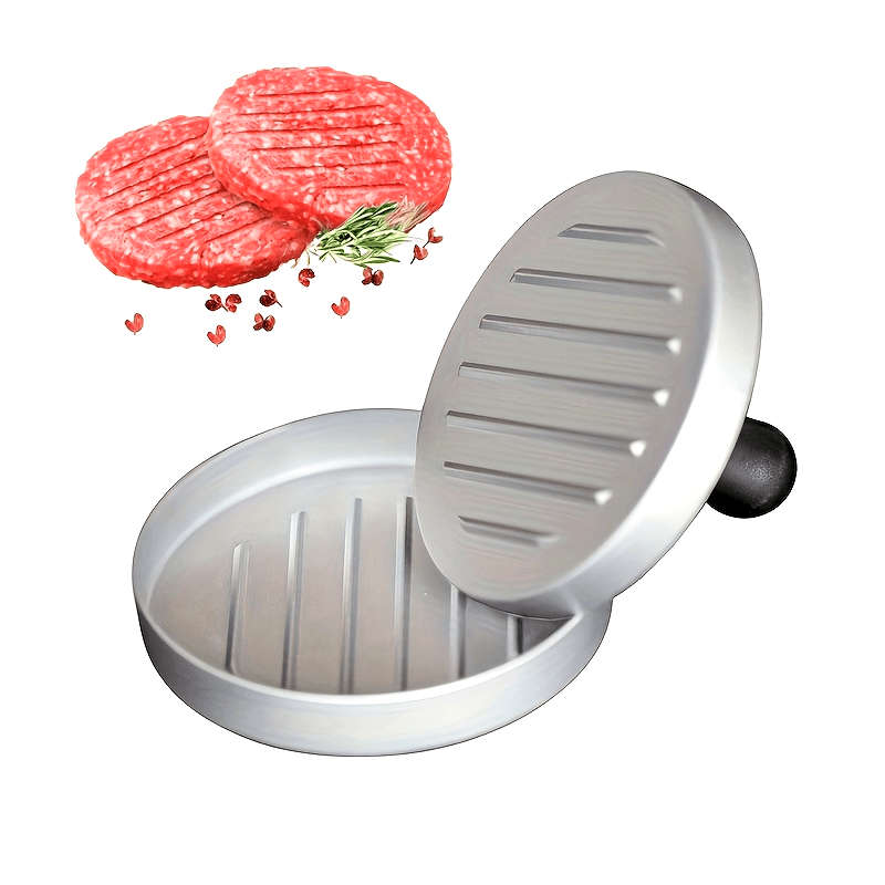 1pc Non-Stick Manual Burger Press Durable Metal Meat Veggie Grill Mold with Ergonomic Handl