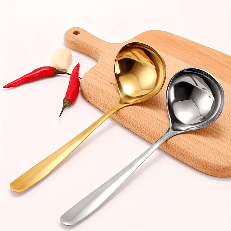 2pcs Stainless Steel Serving Spoons with Long Handles Durable Porridge Soup Hot Pot Spoons P