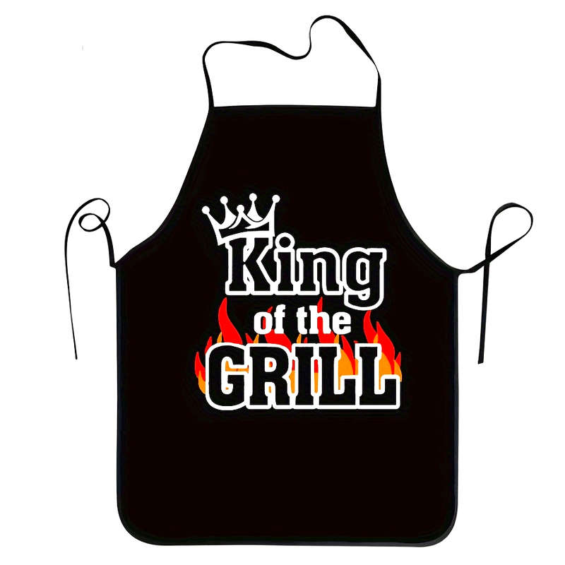 1pc Polyester Apron with "King of the Grill" "Kiss the Cook" Beer Prints Durable Easy to C
