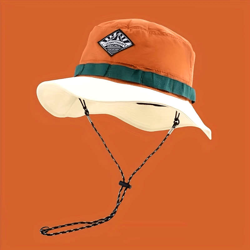 1pc Quick-Dry Bucket Hat with Wide Brim Breathable Adjustable Sun Cap in Classic Color Blocks fo