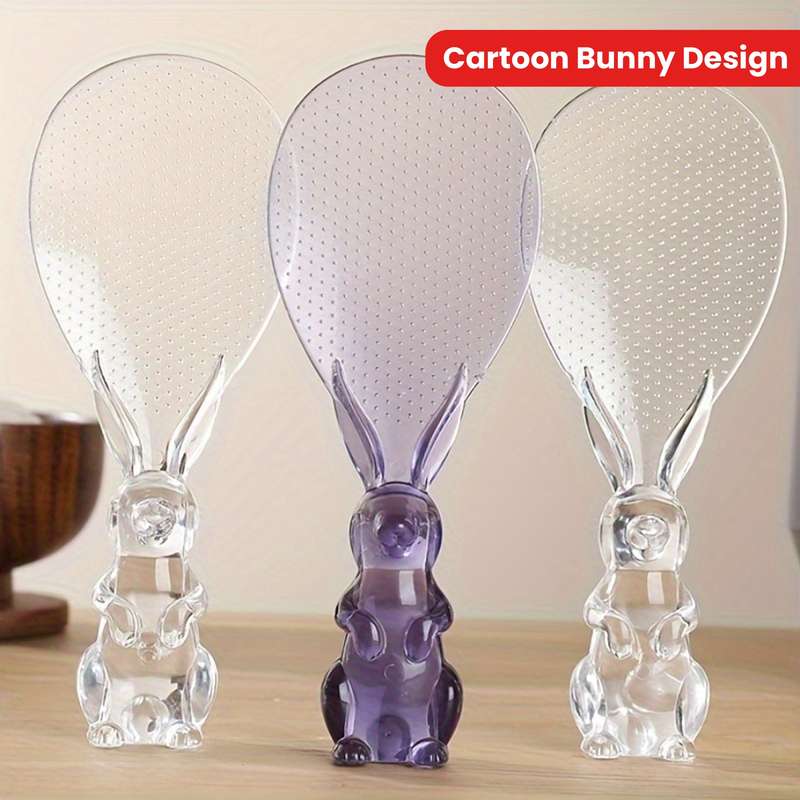 1pc Cartoon Bunny Design Plastic Rice Potato Server Standing Rabbit Shaped Scoop for Rice Co
