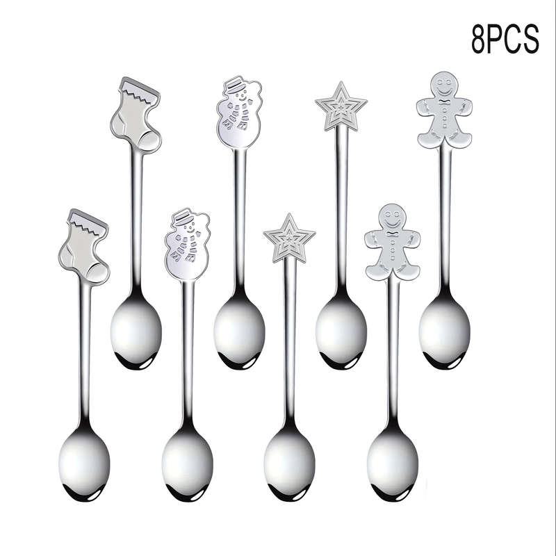 8pcs Stainless Steel Cute Mini Spoon Stirring Spoon for Tea Coffee Dessert Spoon Ice Cream