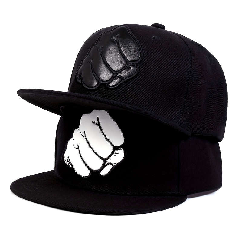 1pc Fist Patched Baseball Cap Outdoor Sun Hat Flat Brim Cap Adjustable Casual Hat For Travel