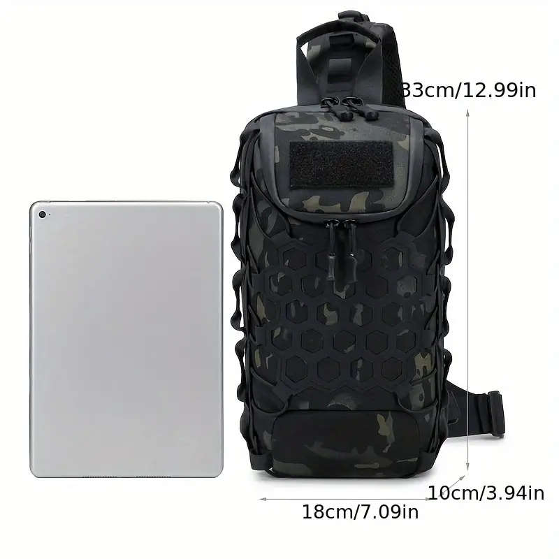 1pc Large Capacity Camo Tactical Chest Bag Durable Water-Resistant Oxford Fabric