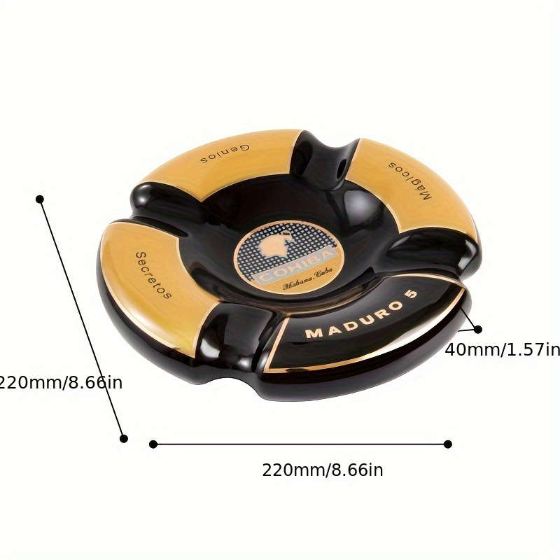 1pc Luxury Round Ceramic Cigar Ashtray with 4 Slots Elegant Holder for Smoking Accessories Perfe