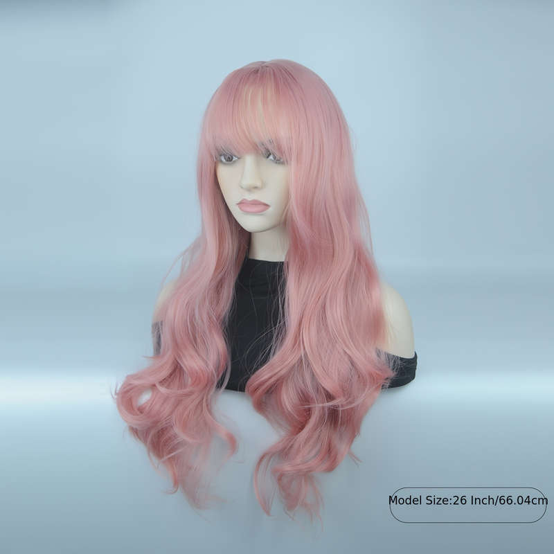 1Pc Pink Color 66.04cm Fashion Design Wig